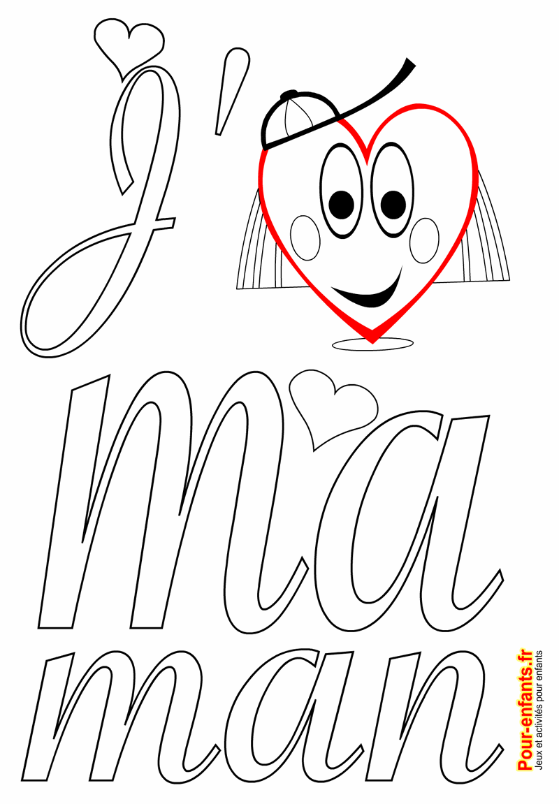 Coeur d amour sur fond blanc fªte des m¨res coloriage   imprimer