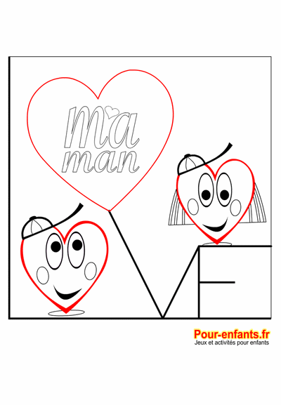 Coloriage pour maman fête des mères coeur d'amour fête des mamans coloriages