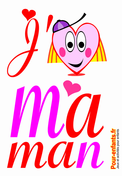 Dessin d'amour pour fete de maman fête des mères fête des mamans J'aime maman